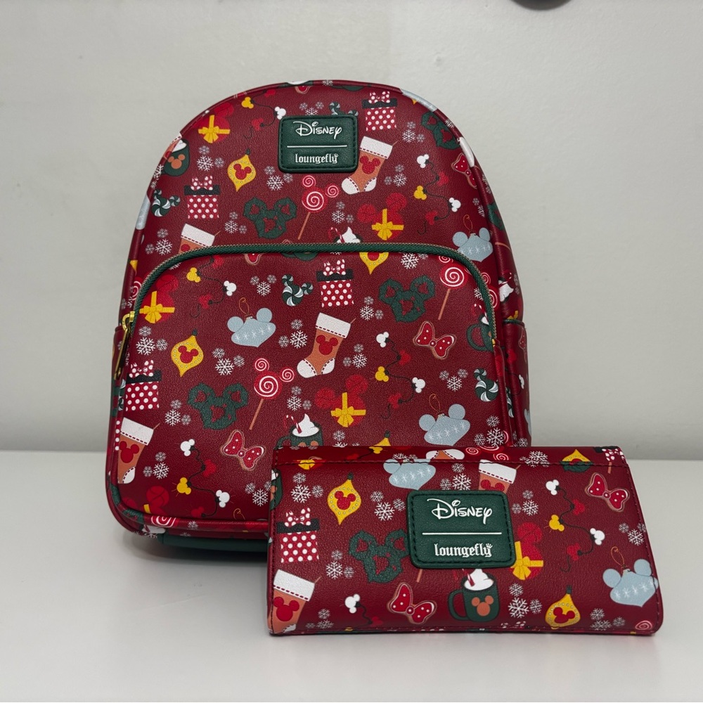Loungefly Disney Red Backpack and Wallet Set